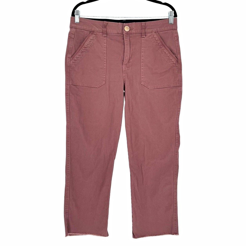 Wit & Wisdom Women Size 12 Mauve Cropped Utility Pants Raw Hem Straight Leg